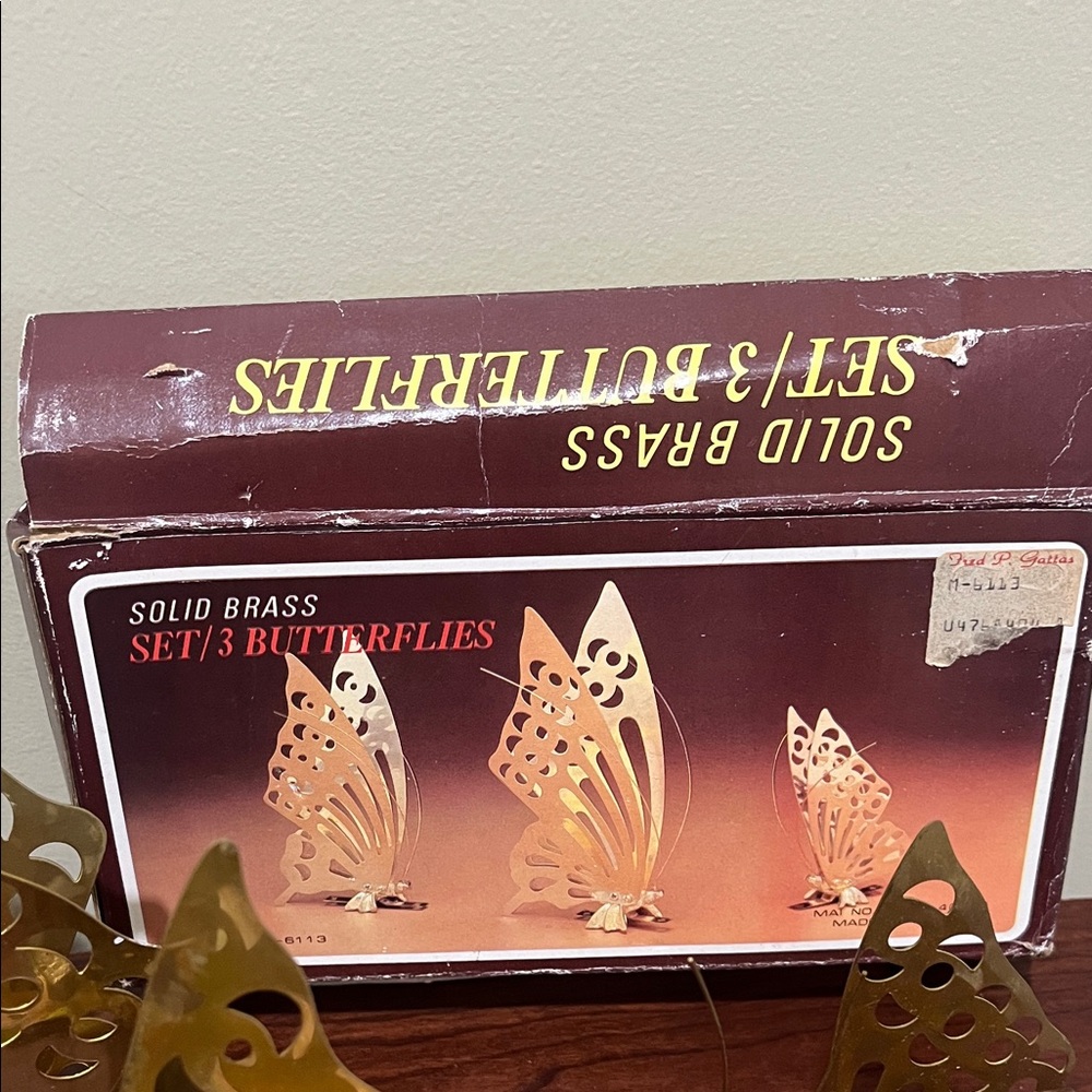 Brass Butterfly Table Decor - Gold Metal Wing Sculptures - Picture 2 of 8
